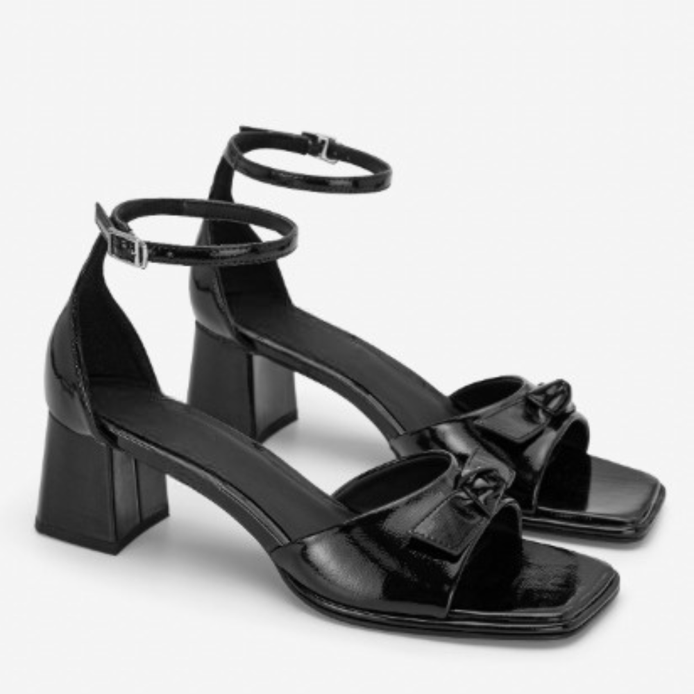 Giày sandals block heel nhấn nơ - Ảnh 2
