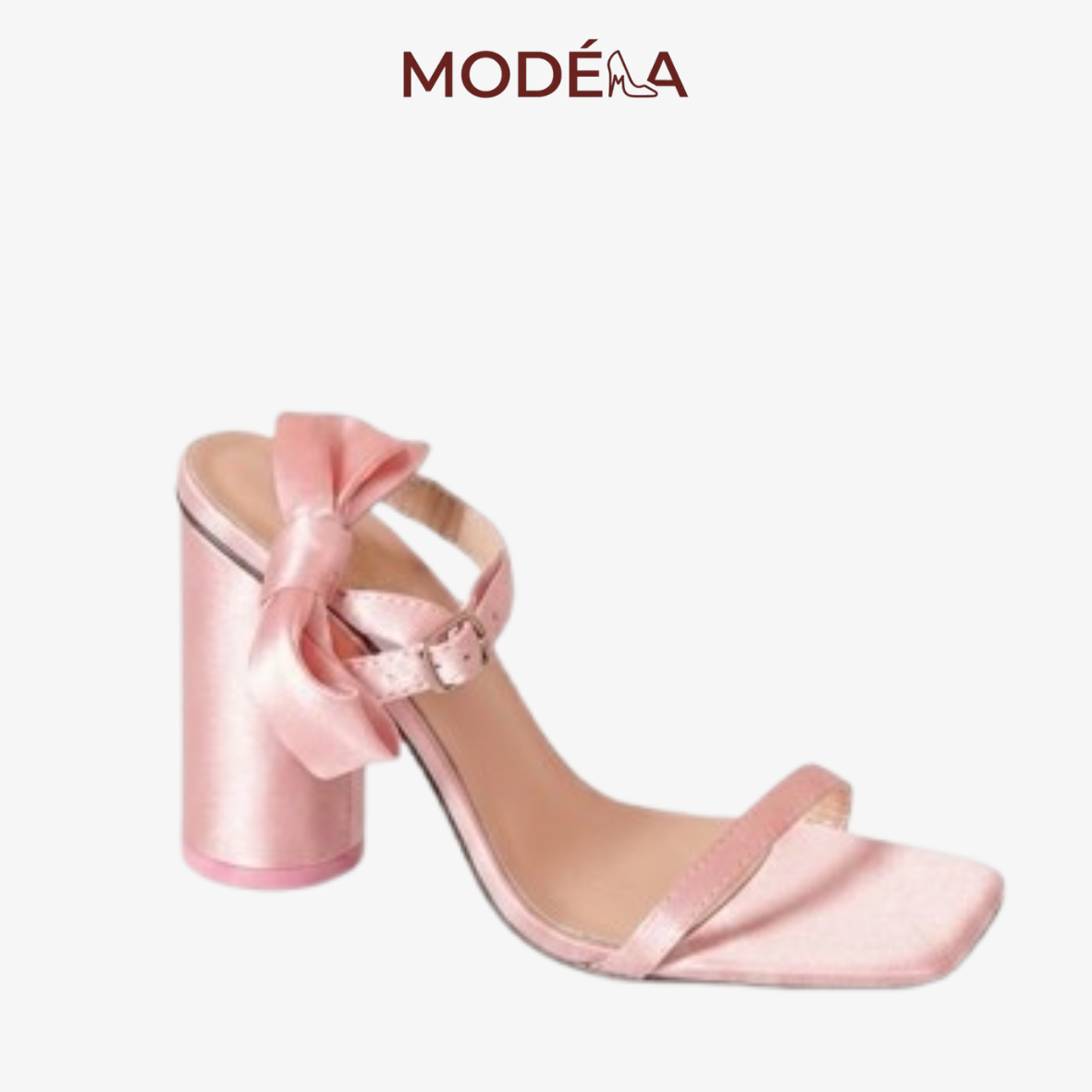 Giày Sandal Cao Gót Đế Trong Cột Nơ Lụa Hồng - Ảnh 2