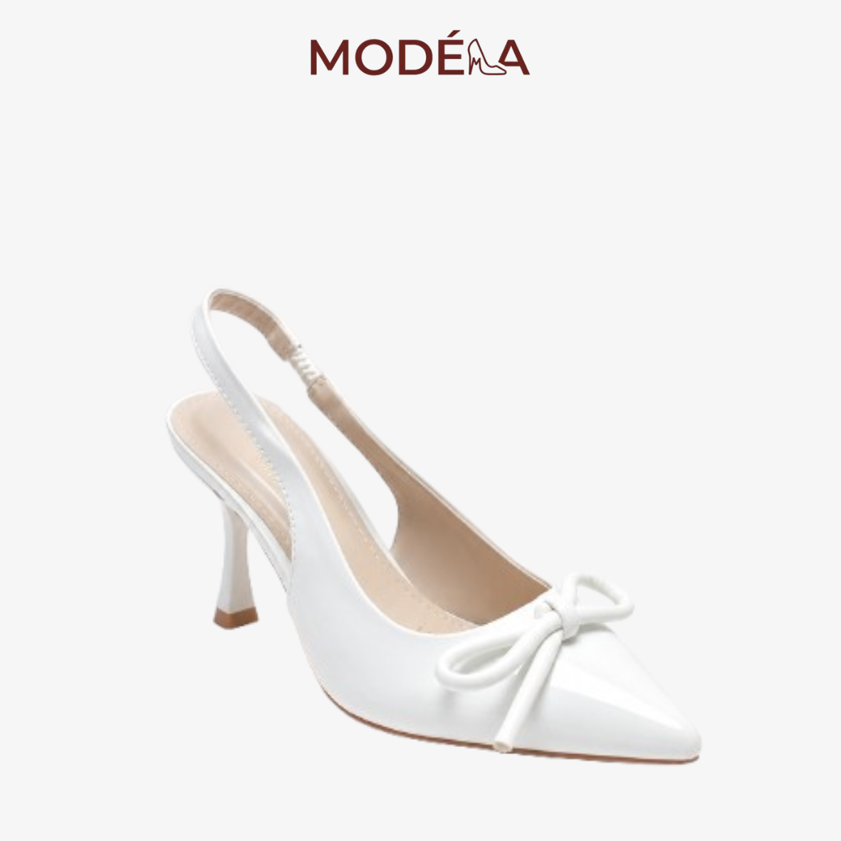 GIÀY CAO GÓT MODÉlIA MÀU TRẮNG PHỐI NƠ - Ảnh 5