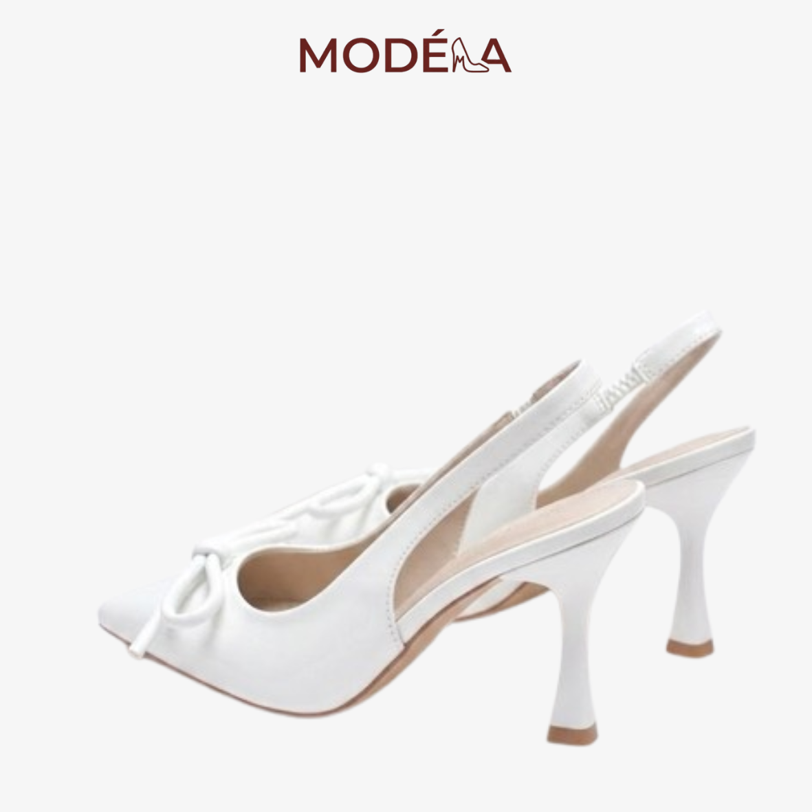GIÀY CAO GÓT MODÉlIA MÀU TRẮNG PHỐI NƠ - Ảnh 2