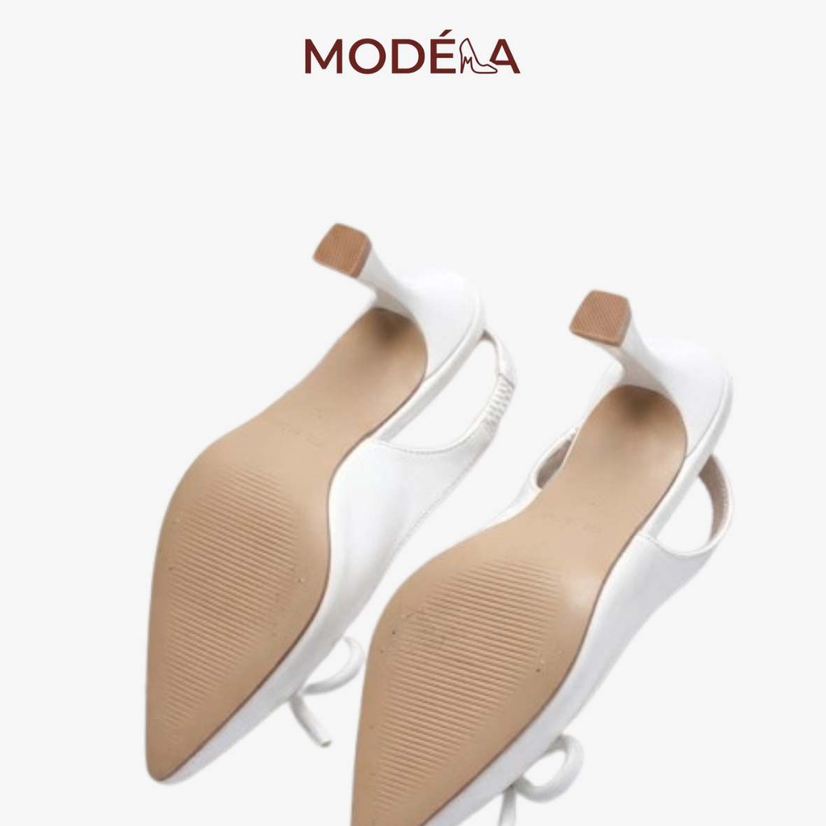 GIÀY CAO GÓT MODÉlIA MÀU TRẮNG PHỐI NƠ - Ảnh 4
