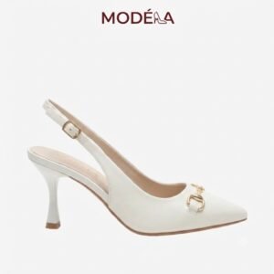 GIÀY CAO GÓT MODÉLIA MÀU KEM KHÓA KIM LOẠI
