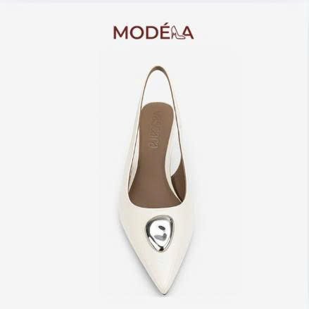 Giày Slingback Cao Gót Mũi Nhọn Phối Khóa Oval - Ảnh 3