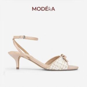 Giày Sandal Cao Gót Quai Mảnh Phối Nơ Vải