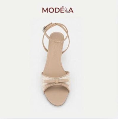 Giày Sandal Cao Gót Quai Mảnh Phối Nơ Vải